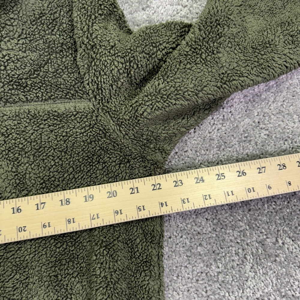 Boston Traders Hoodie Mens Medium Green Sherpa Fleece 1/4 Zip Pullover Kangaroo - Picture 3 of 7